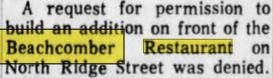 Sanilac Coffee (Coles Beachcomber Restaurant, Split Enz) - Aug 1969 Expansion Turned Down
